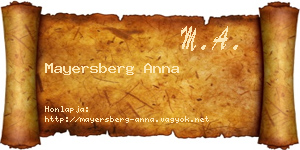 Mayersberg Anna névjegykártya